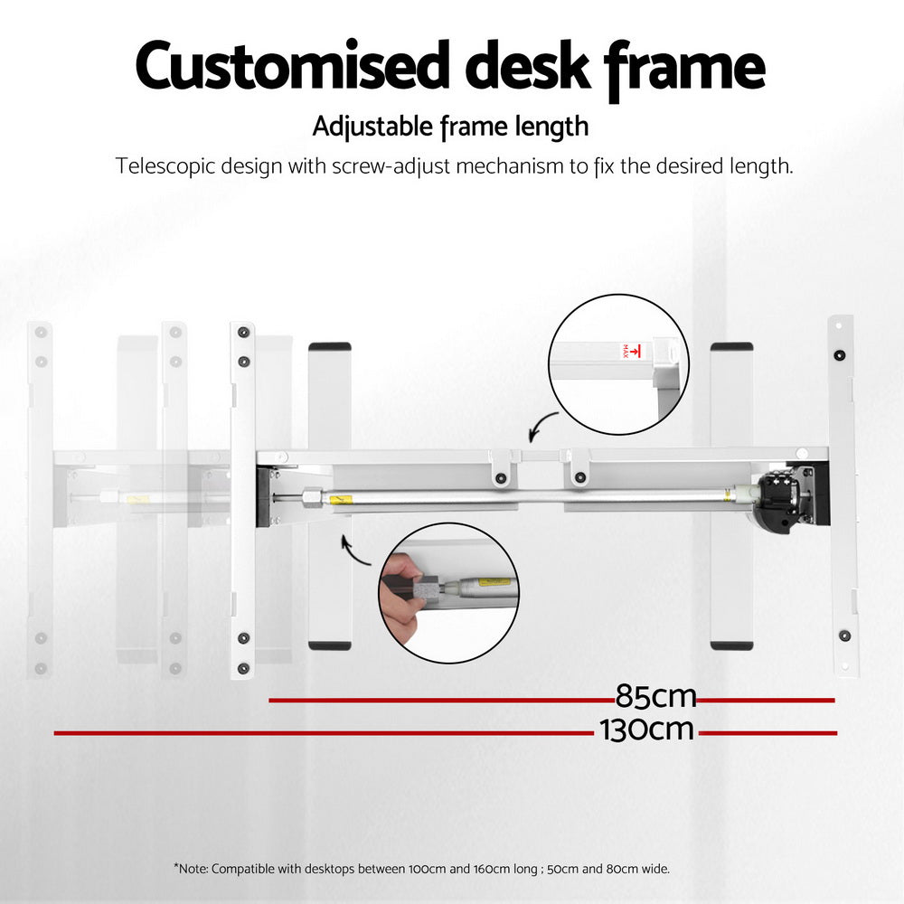 Marlook Electric Standing Desk Frame Only Height Adjustable 70KG Load White
