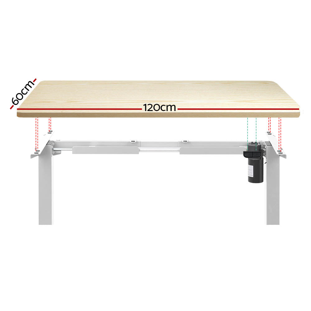 Marlook Standing Desk Motorised Sit Stand Desks White Oak 120CM