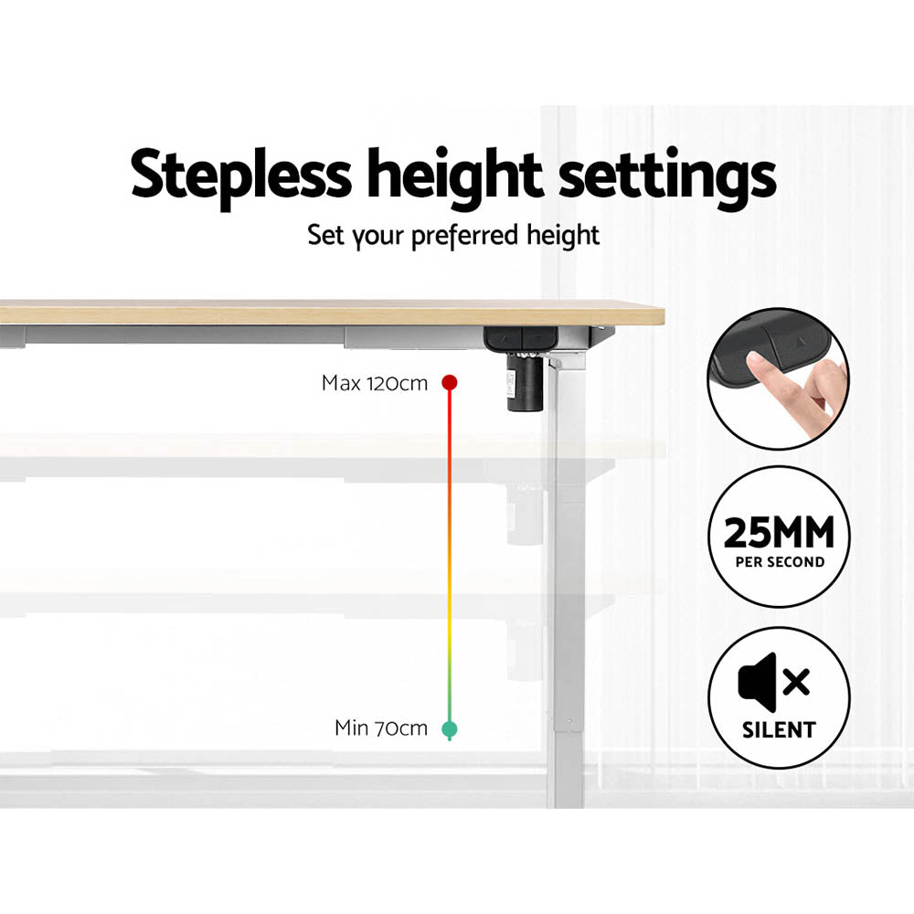 Marlook Standing Desk Motorised Sit Stand Desks White Oak 120CM