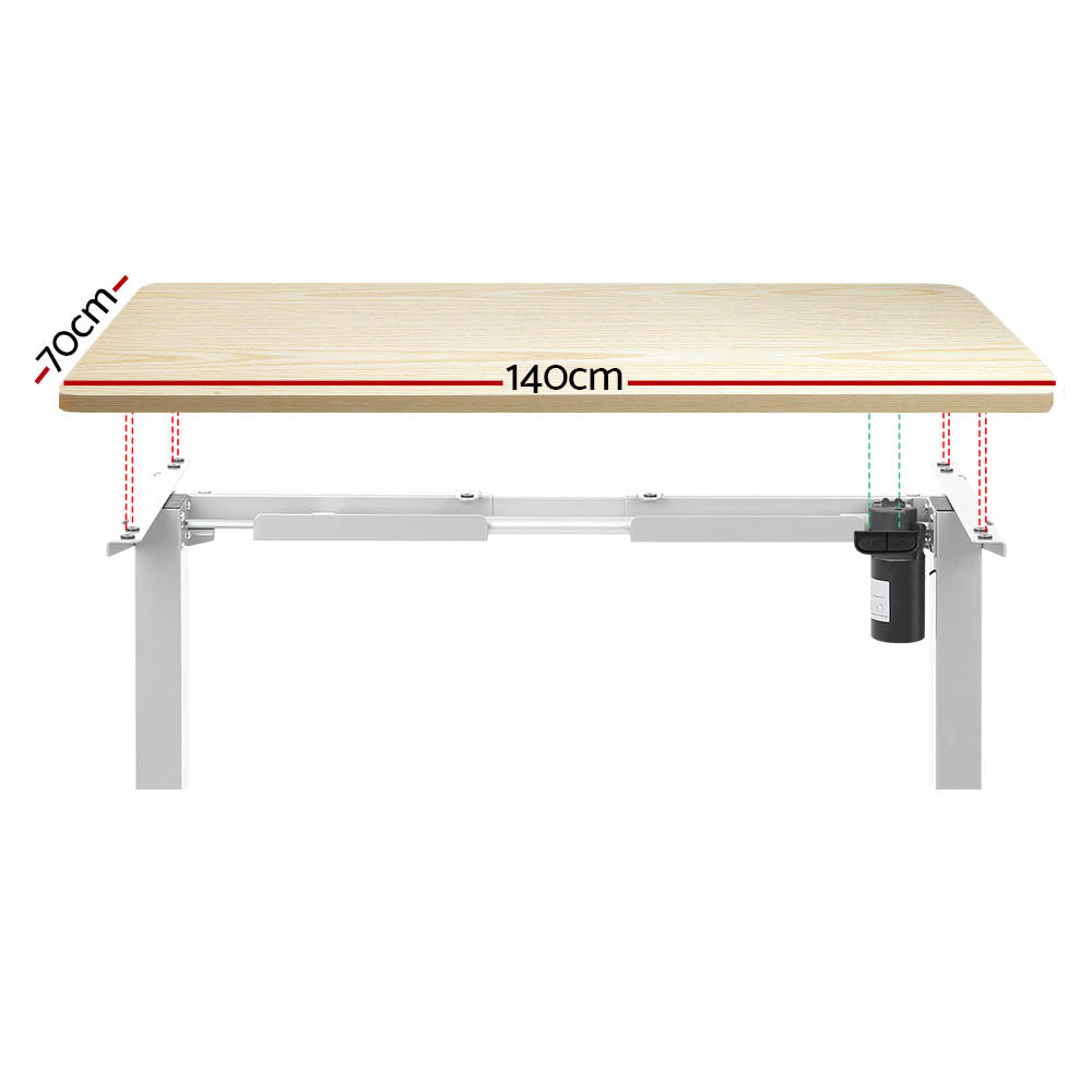 Marlook Standing Desk Motorised Sit Stand Desks White Oak 140CM