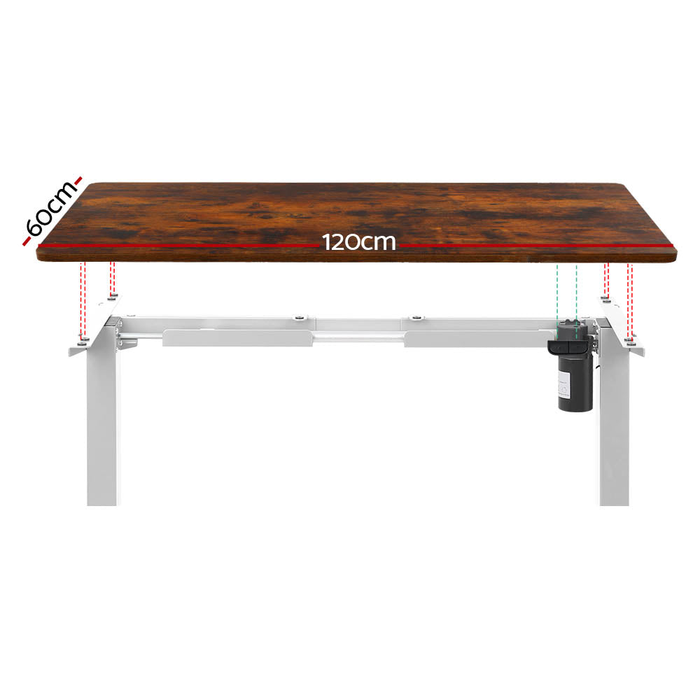 Marlook Standing Desk Motorised Sit Stand Desks Rustic Brown 120CM