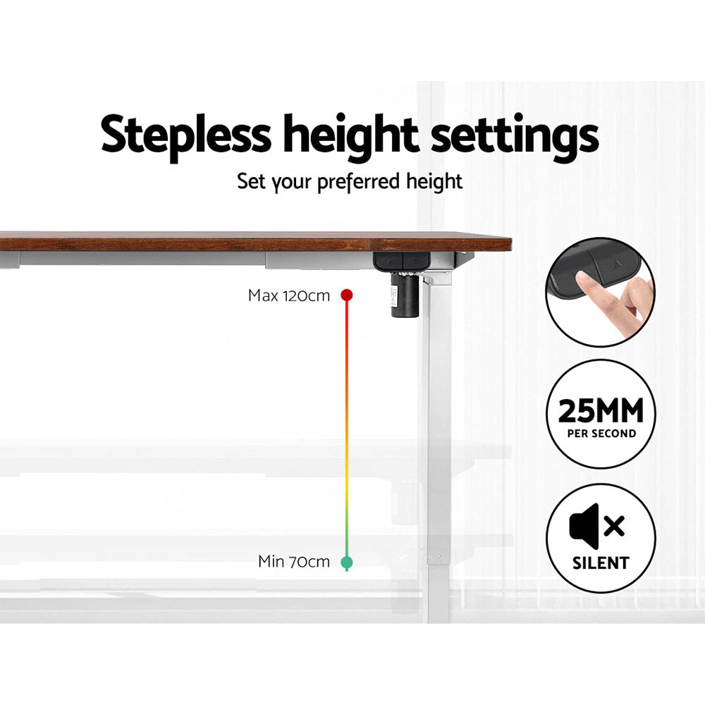 Marlook Standing Desk Motorised Sit Stand Desks Rustic Brown 120CM