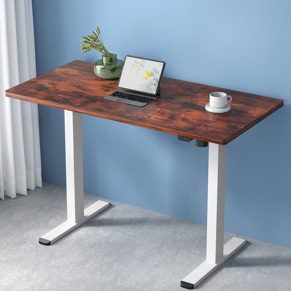 Marlook Standing Desk Motorised Sit Stand Desks Rustic Brown 120CM