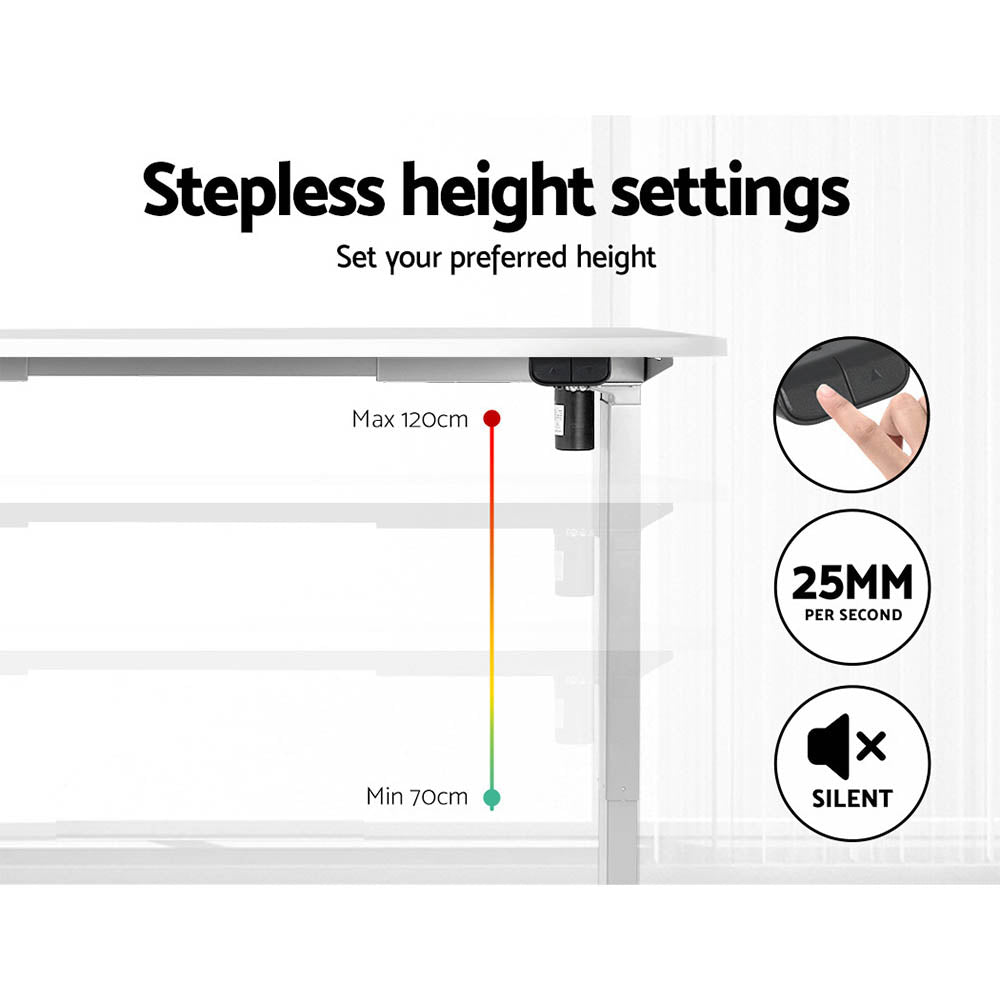 Marlook Standing Desk Motorised Sit Stand Desks White 120CM
