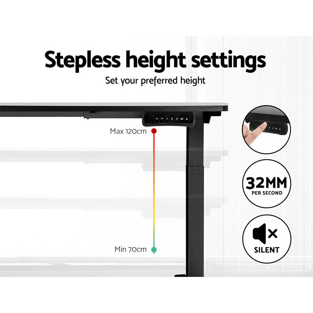 Marlook Standing Desk Motorised Dual Motor Black 140CM