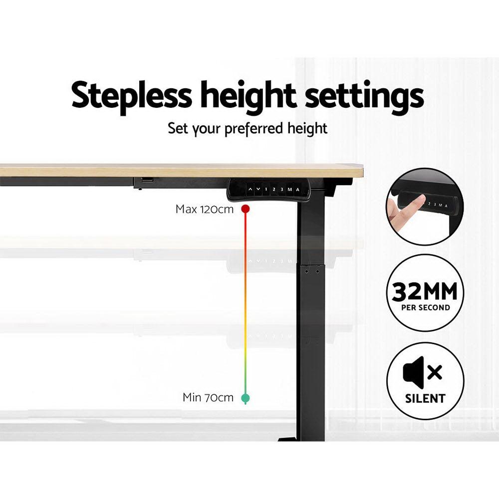 Marlook Standing Desk Motorised Dual Motor White Oak 140CM