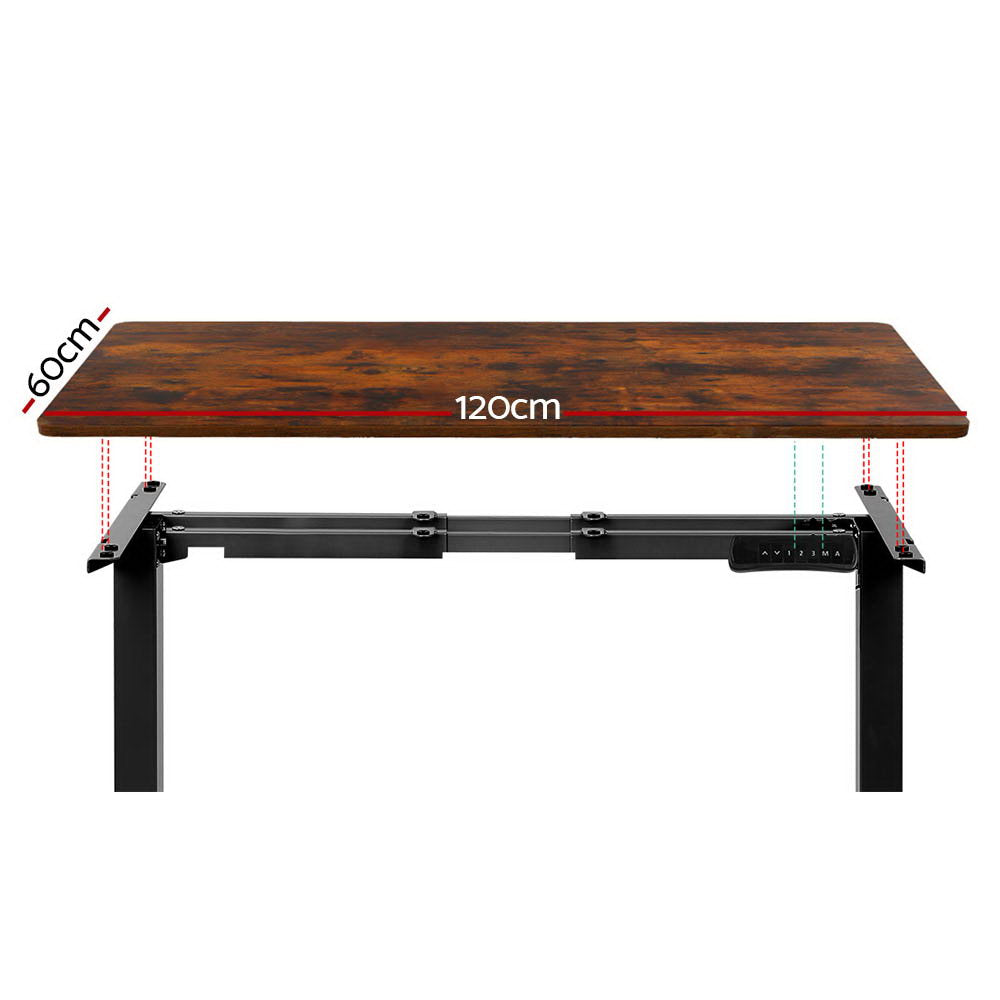 Marlook Standing Desk Motorised Dual Motor Rustic Brwon 120CM