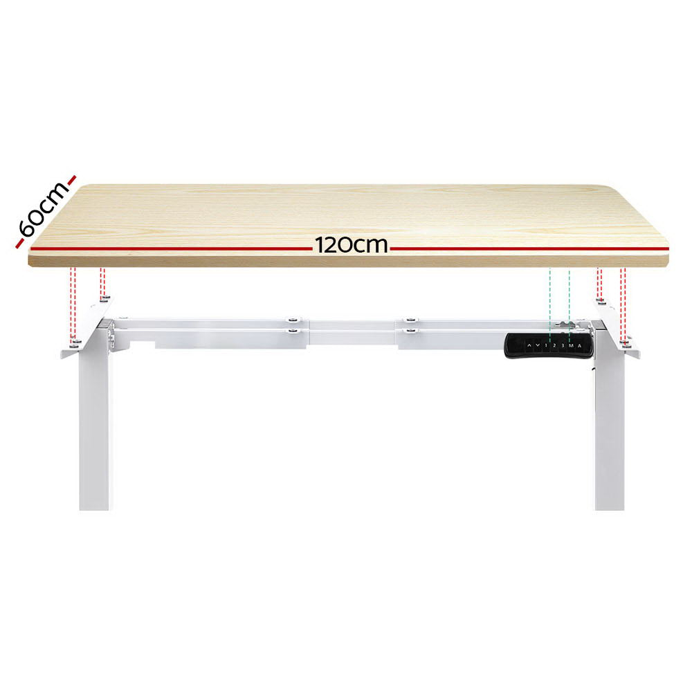 Marlook Standing Desk Motorised Dual Motor 120CM White Oak