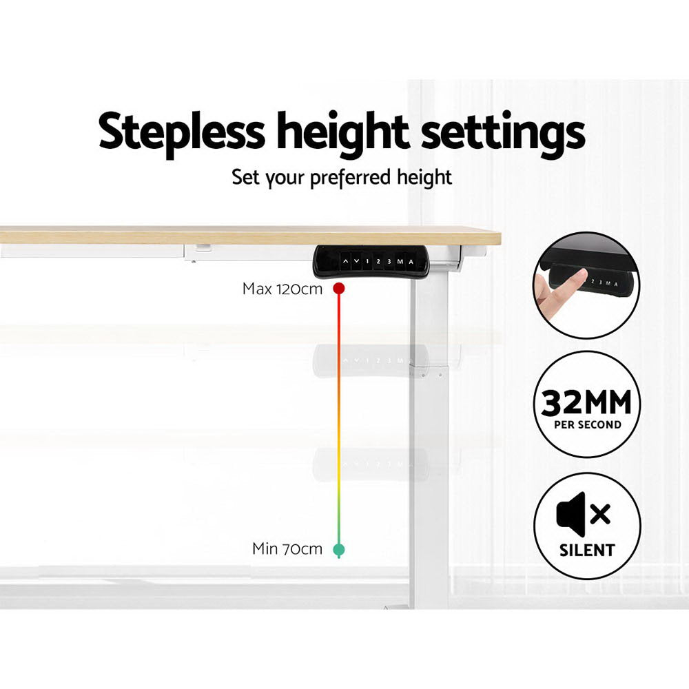 Marlook Standing Desk Motorised Dual Motor 120CM White Oak