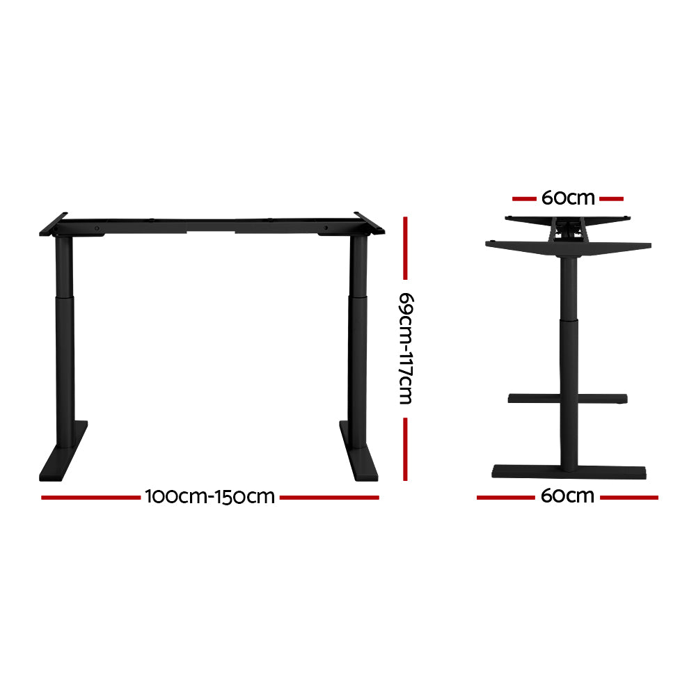 Marlook Standing Desk Frame Only Dual Motor Motorised Adjustable 125KG Load Black