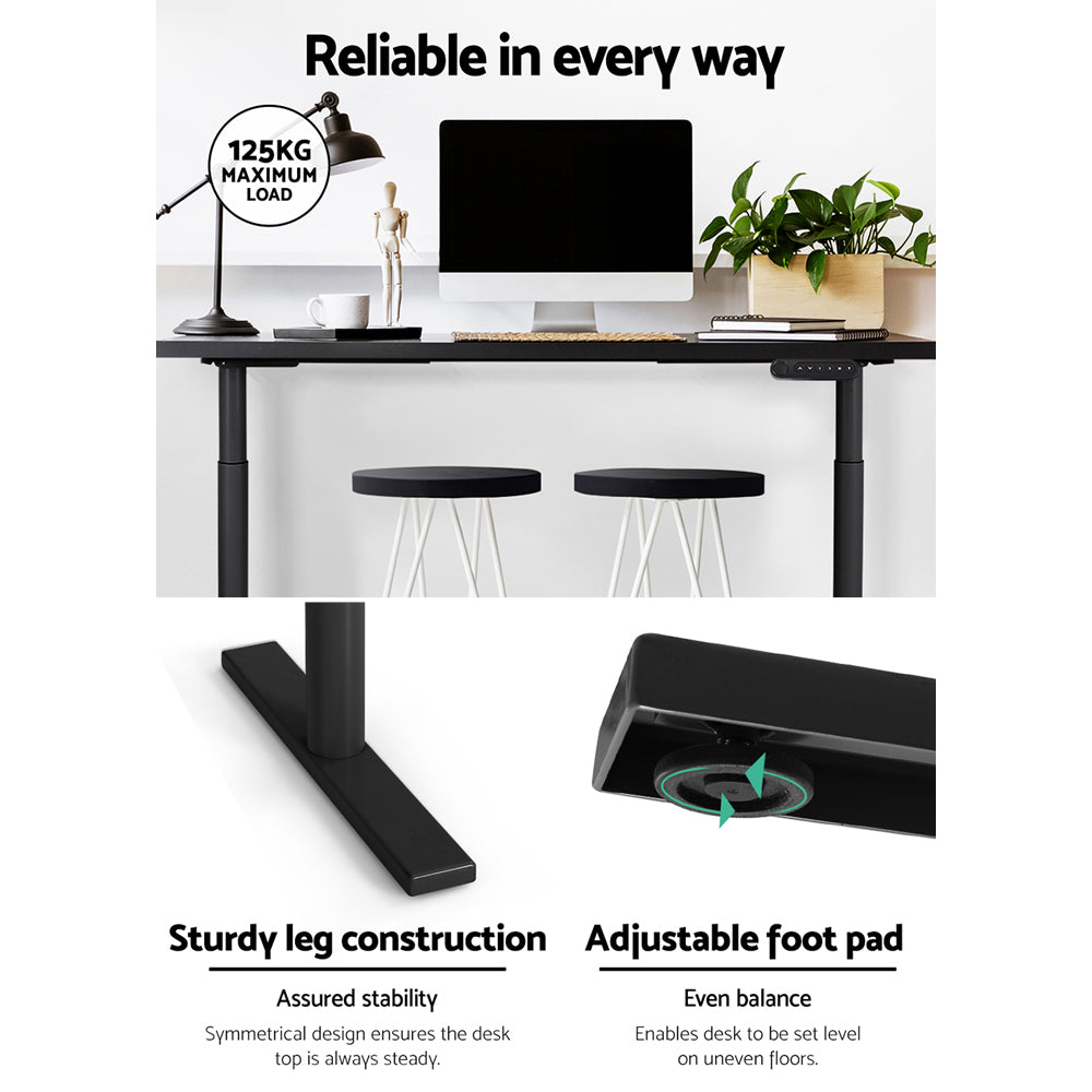 Marlook Standing Desk Frame Only Dual Motor Motorised Adjustable 125KG Load Black