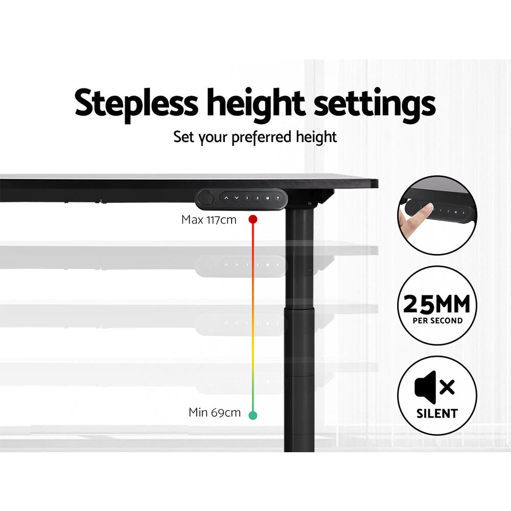 Marlook Standing Desk Motorised Electric Dual Motor Black 140CM