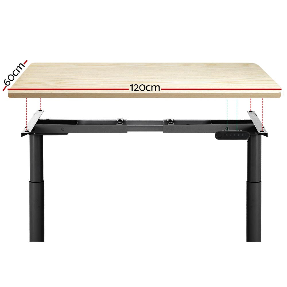 Marlook Standing Desk Motorised Electric Dual Motor White Oak 120CM