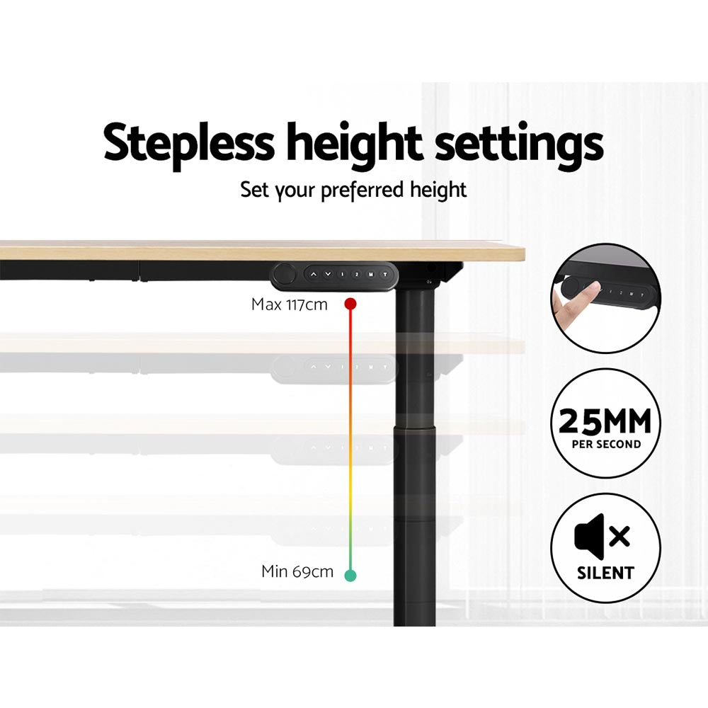 Marlook Standing Desk Motorised Electric Dual Motor White Oak 120CM