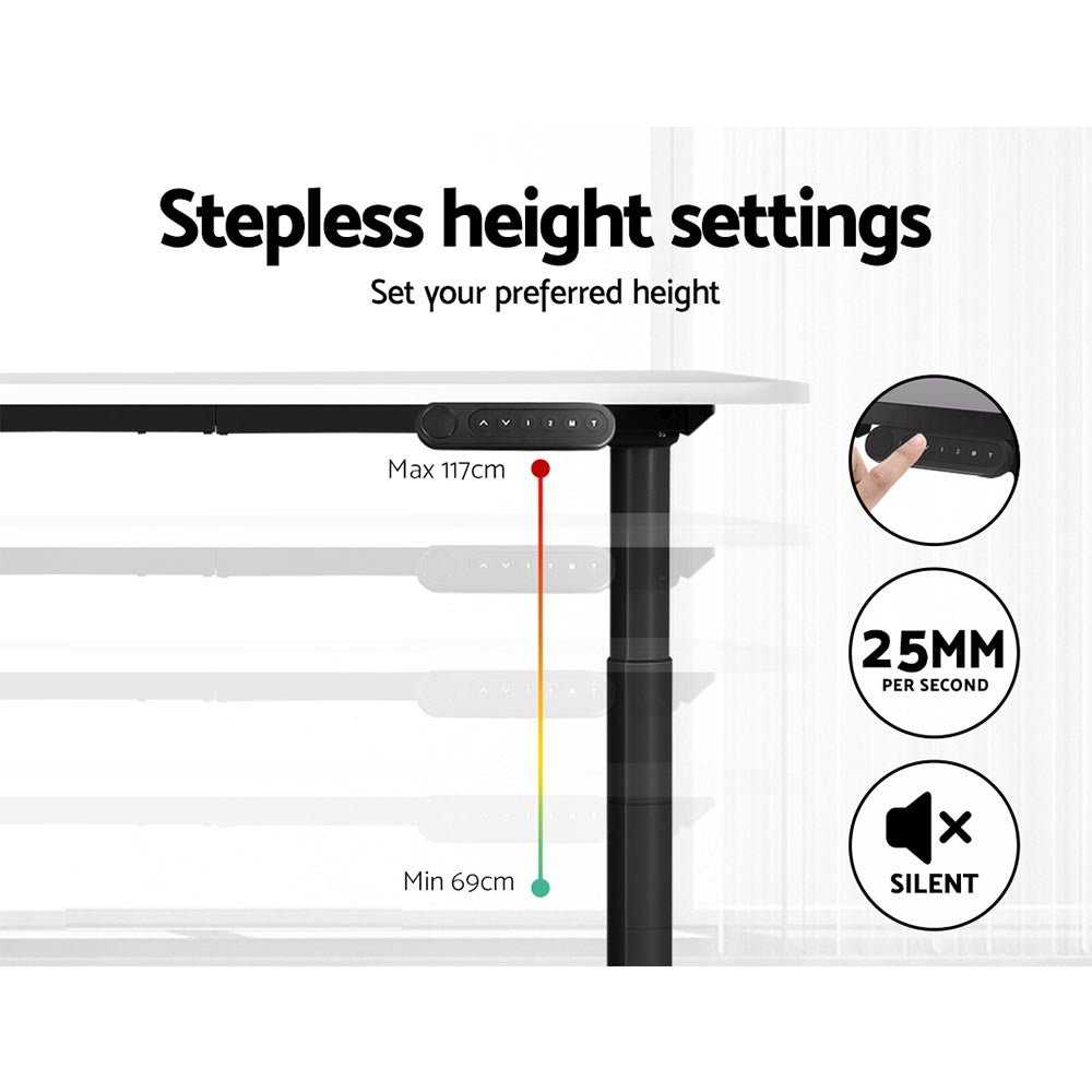 Marlook Standing Desk Motorised Electric Dual Motor White 140CM