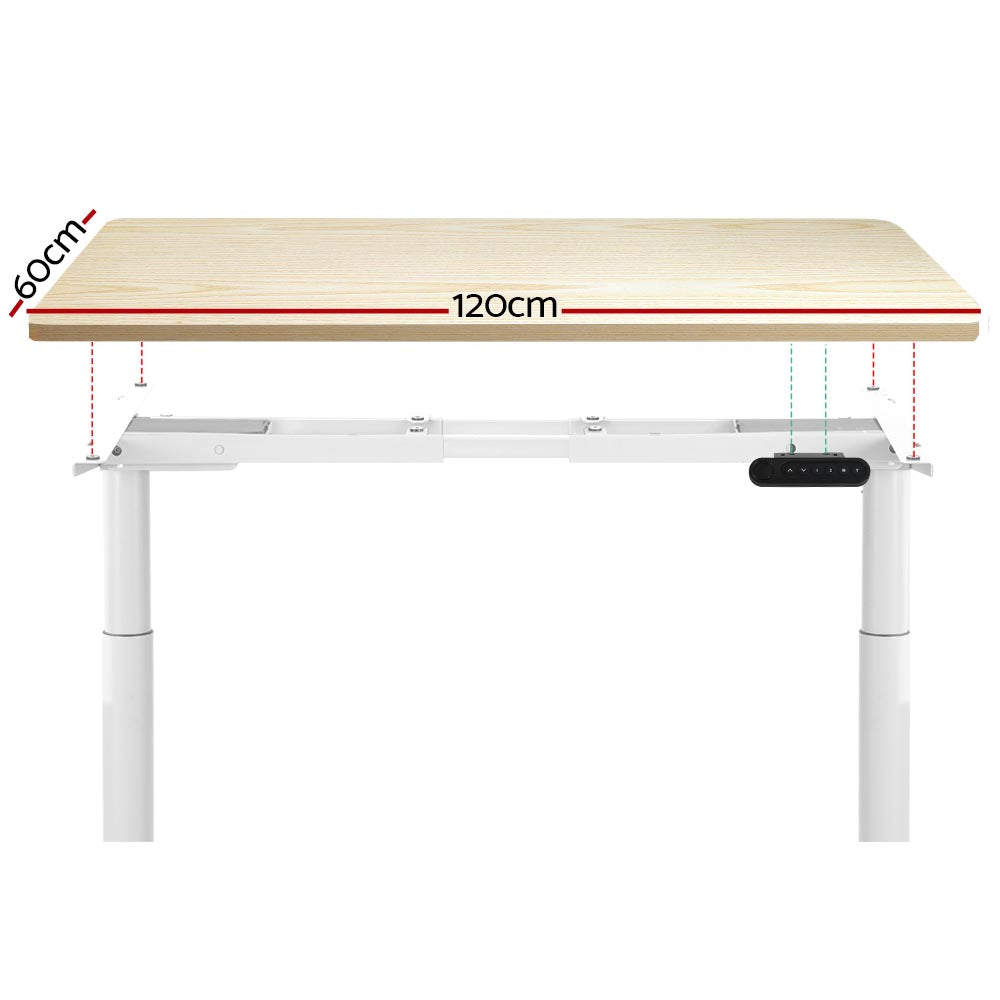 Marlook Standing Desk Motorised Electric Dual Motor 120CM White Oak