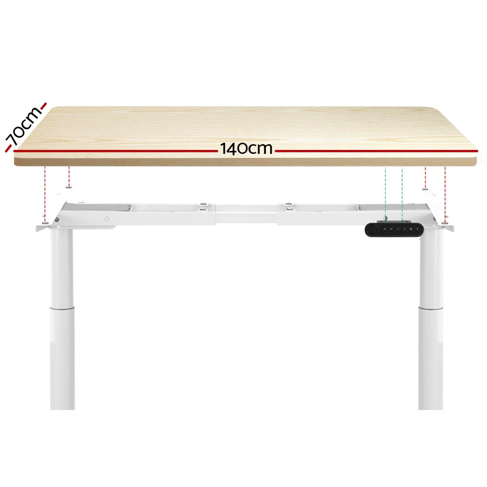 Marlook Standing Desk Motorised Electric Dual Motor 140CM White Oak