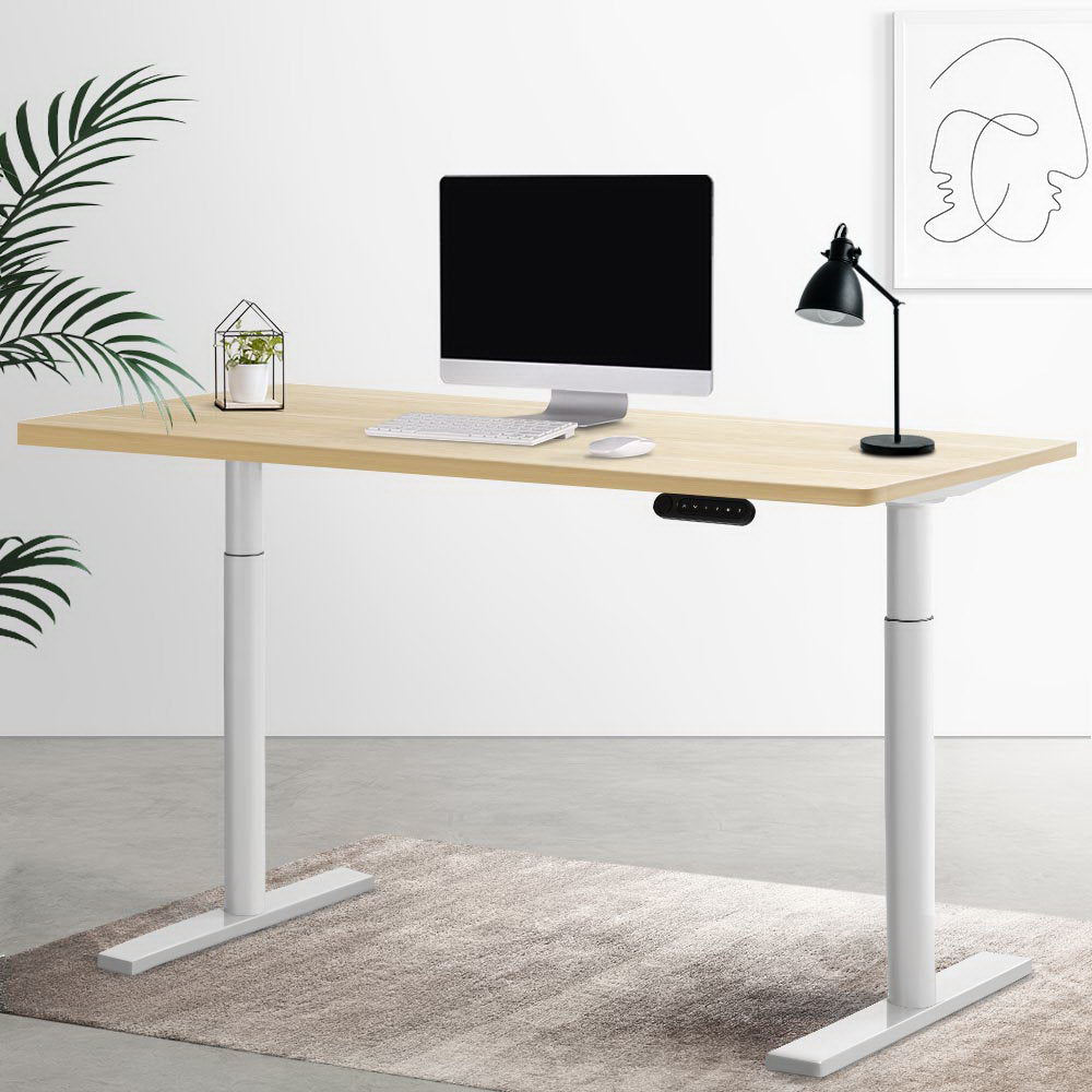 Marlook Standing Desk Motorised Electric Dual Motor 140CM White Oak