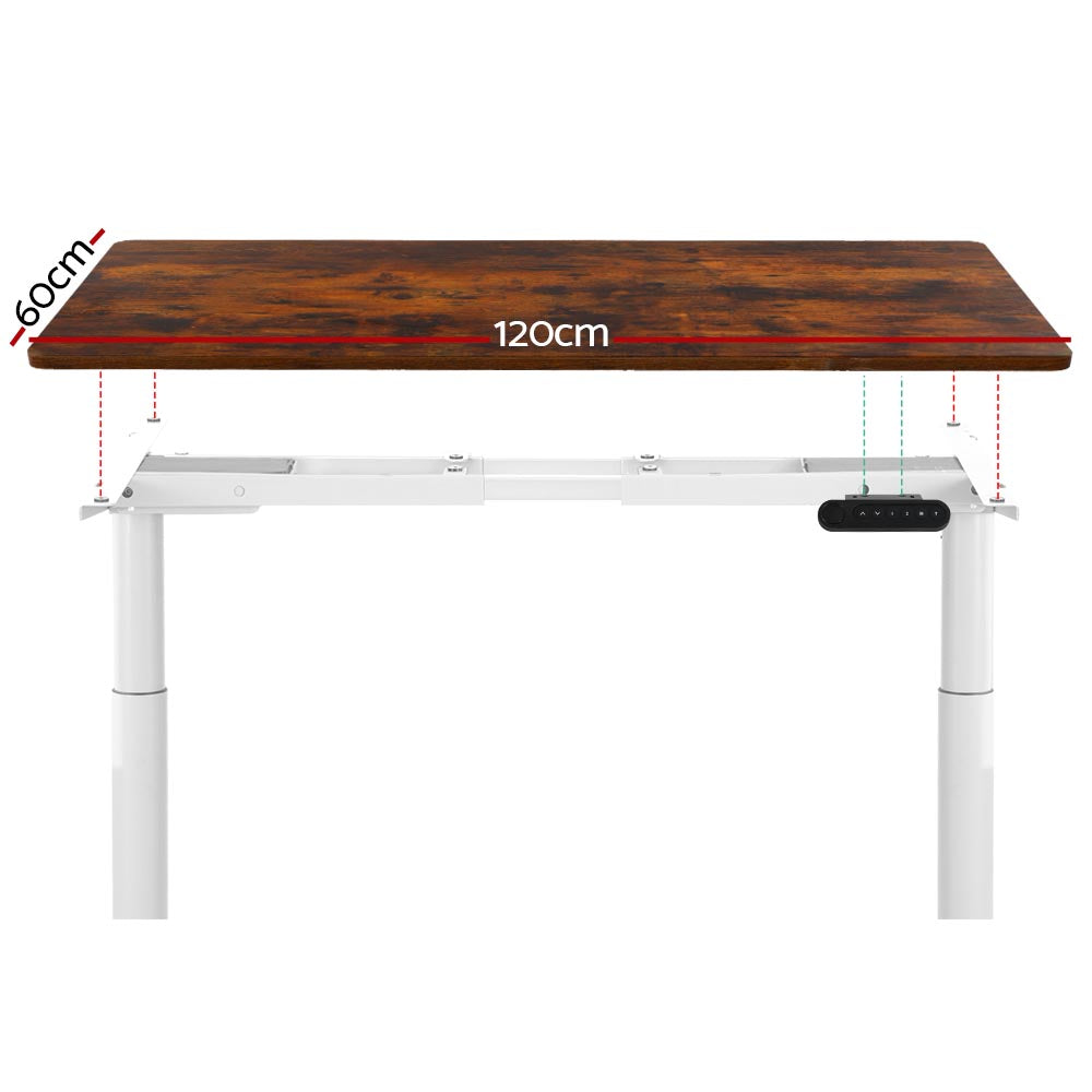 Marlook Standing Desk Motorised Electric Dual Motor 120CM Rustic Brown