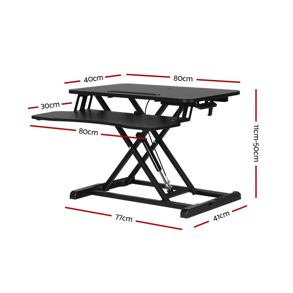 Marlook Standing Desk Riser Height Adjustable Black 80CM