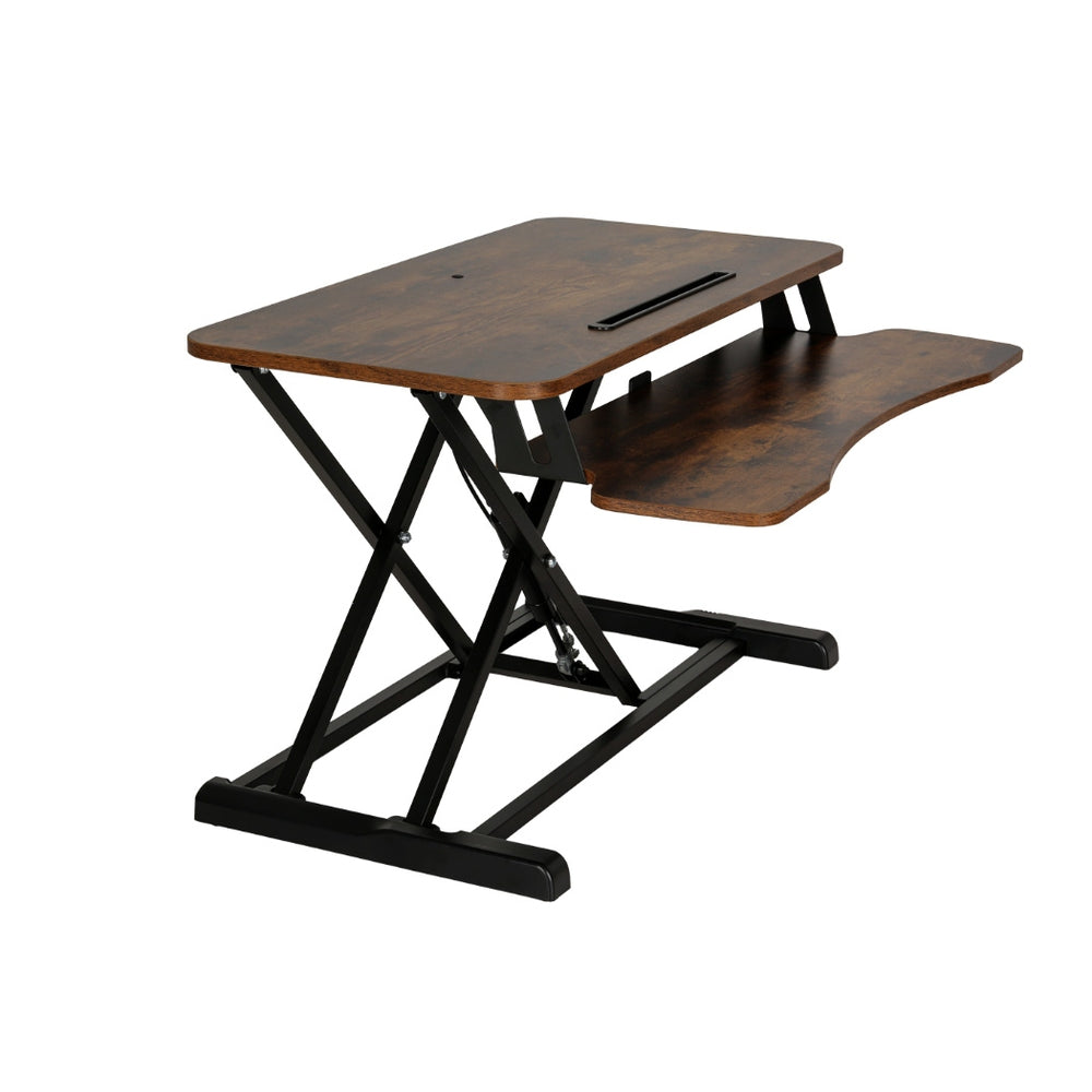 Marlook Standing Desk Riser Height Adjustable Rustic Brown 80CM