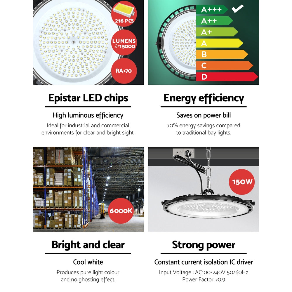 Marlook High Bay Light LED 150W Industrial Lamp Workshop Warehouse Factory Lights