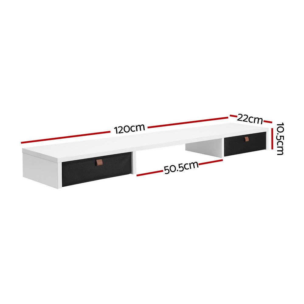 Marlook Standing Desk Desktop Storage Rack Shelf Removable Bookshelf Drawer 120cm