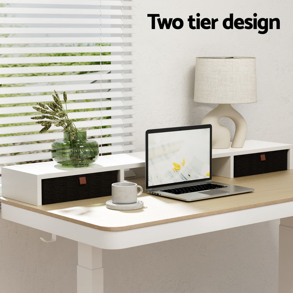 Marlook Standing Desk Desktop Storage Rack Shelf Removable Bookshelf Drawer 120cm