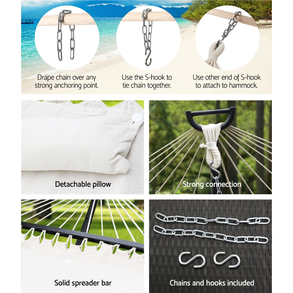 Marlook Hammock Bed Outdoor Camping Portable Hanging Chair 2 Person Piillow