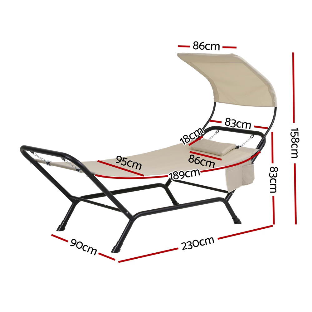 Marlook Hammock Bed w/ Stand Sun Lounge Chair Beige