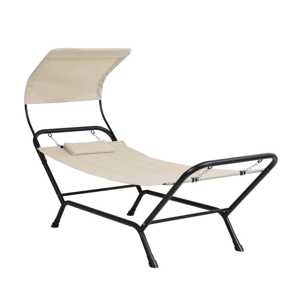 Marlook Hammock Bed w/ Stand Sun Lounge Chair Beige