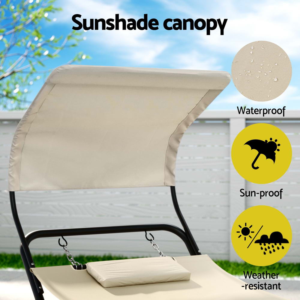 Marlook Hammock Bed w/ Stand Sun Lounge Chair Beige