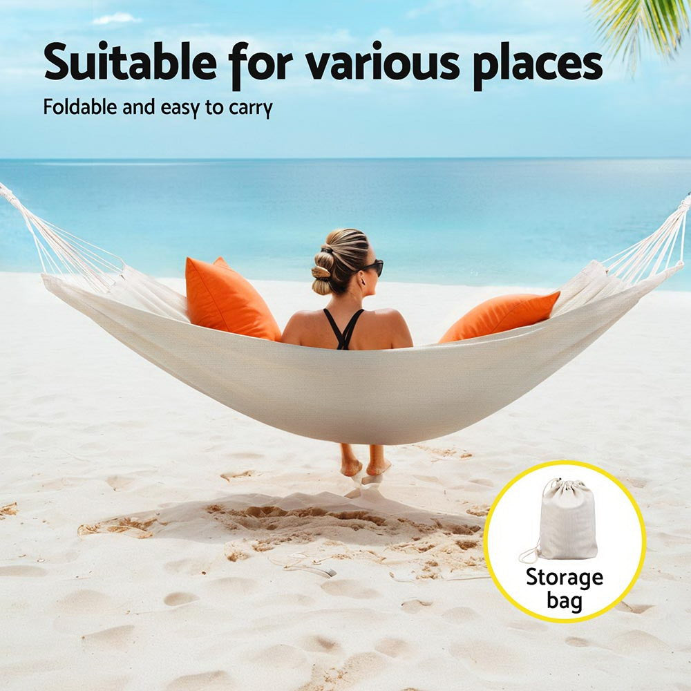 Marlook Hammock Bed w/ Travel Bag Outdoor Lounge Chair Cream