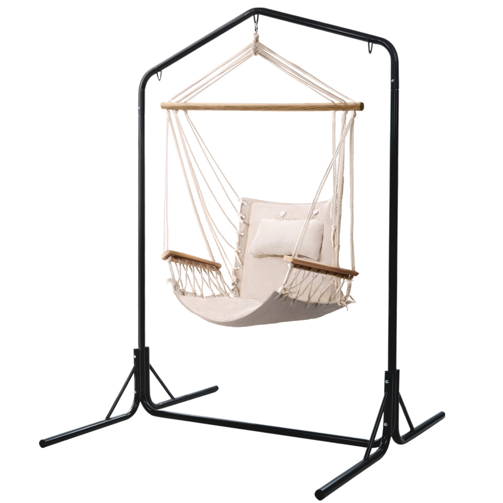 Marlook Outdoor Hammock Chair with Stand Swing Hanging Hammock Garden Cream