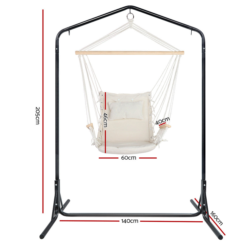 Marlook Outdoor Hammock Chair with Stand Swing Hanging Hammock Garden Cream
