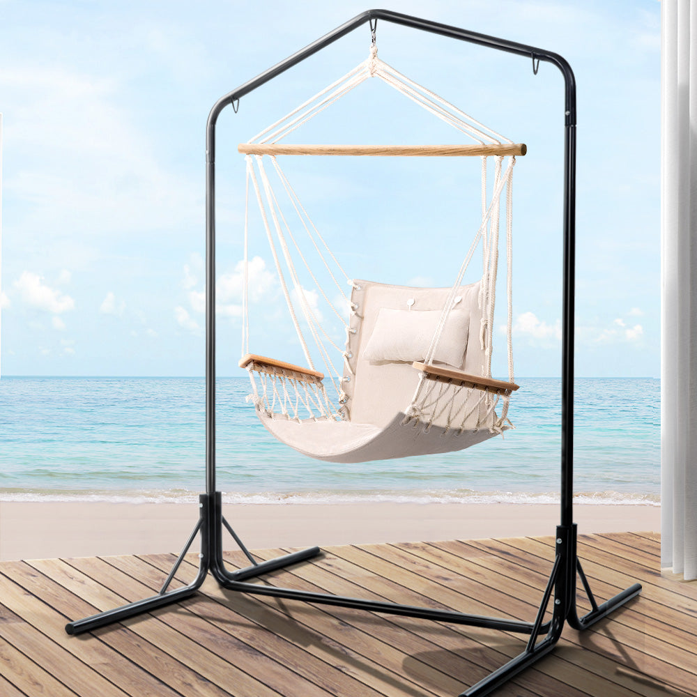 Marlook Outdoor Hammock Chair with Stand Swing Hanging Hammock Garden Cream