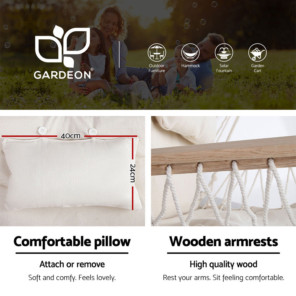 Marlook Hammock Chair with Steel Stand Armrest Outdoor Hanging Cream