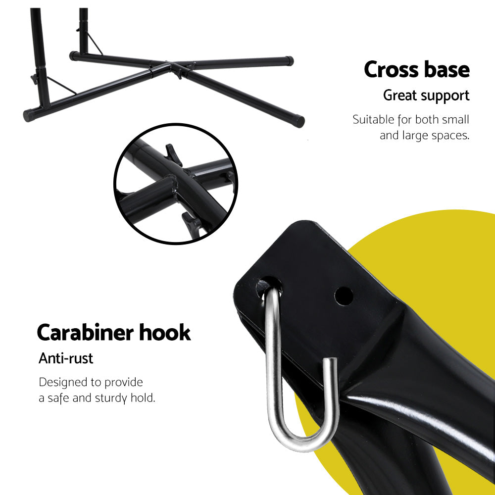 Marlook Hammock Chair with Steel Stand Armrest Outdoor Hanging Grey