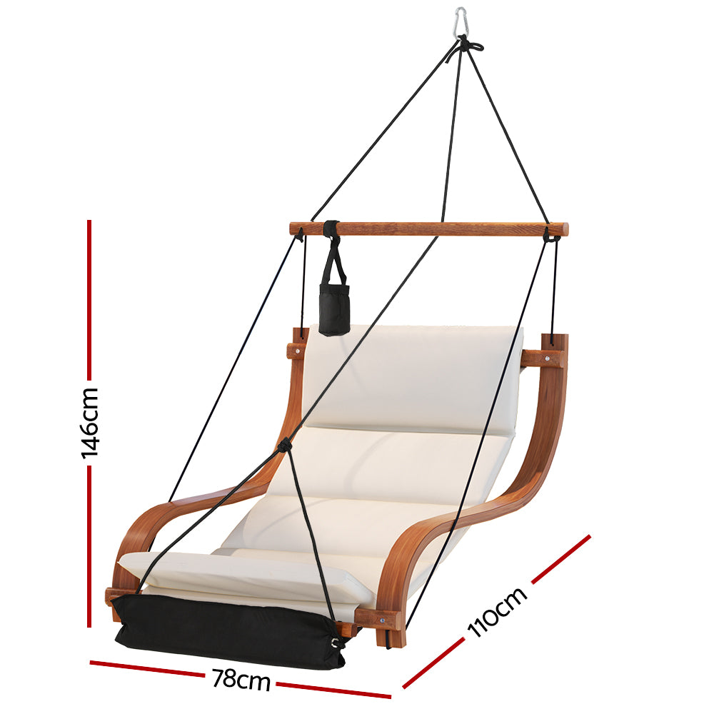 Marlook Hammock Chair Wooden Hanging Indoor Outdoor Lounge Patio