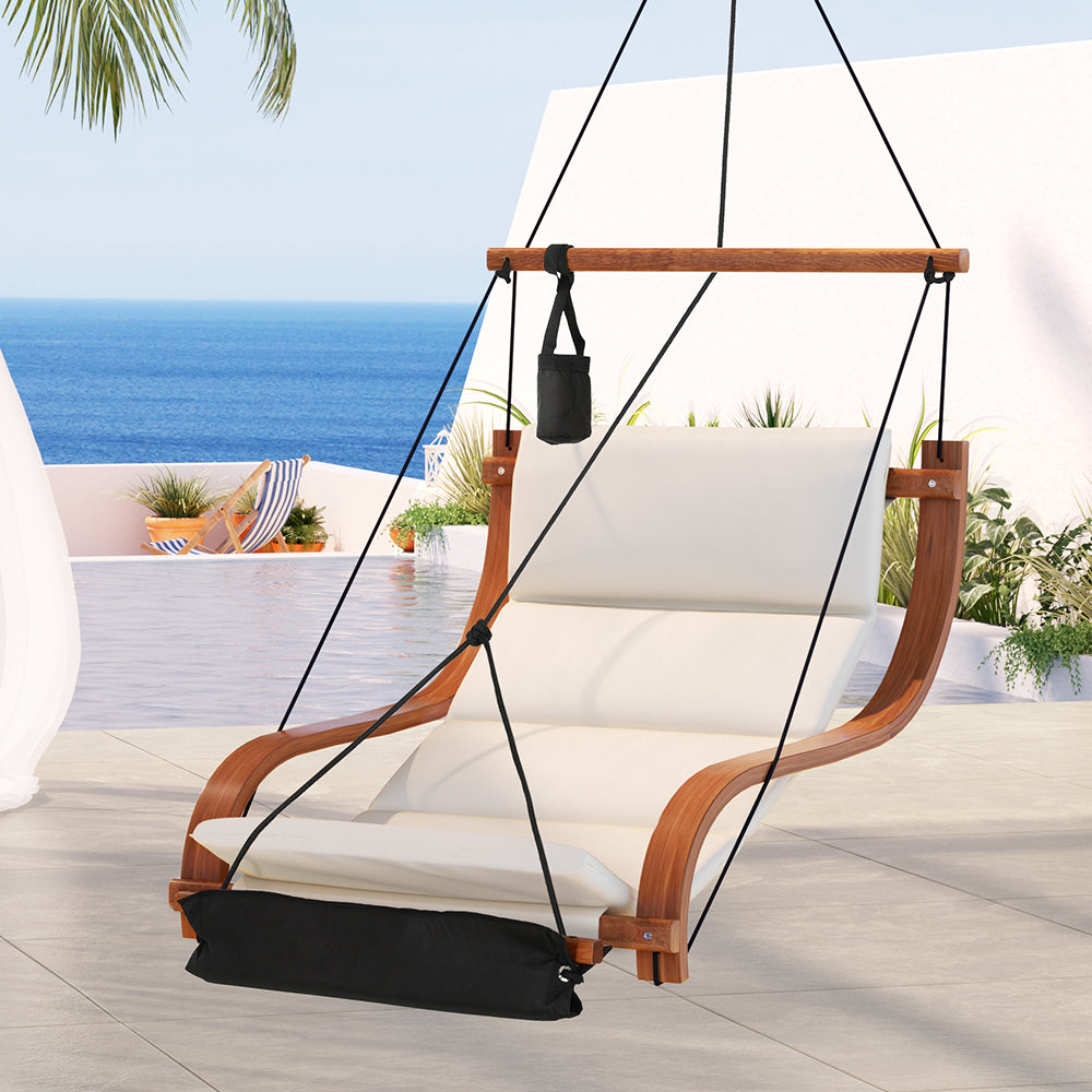 Marlook Hammock Chair Wooden Hanging Indoor Outdoor Lounge Patio