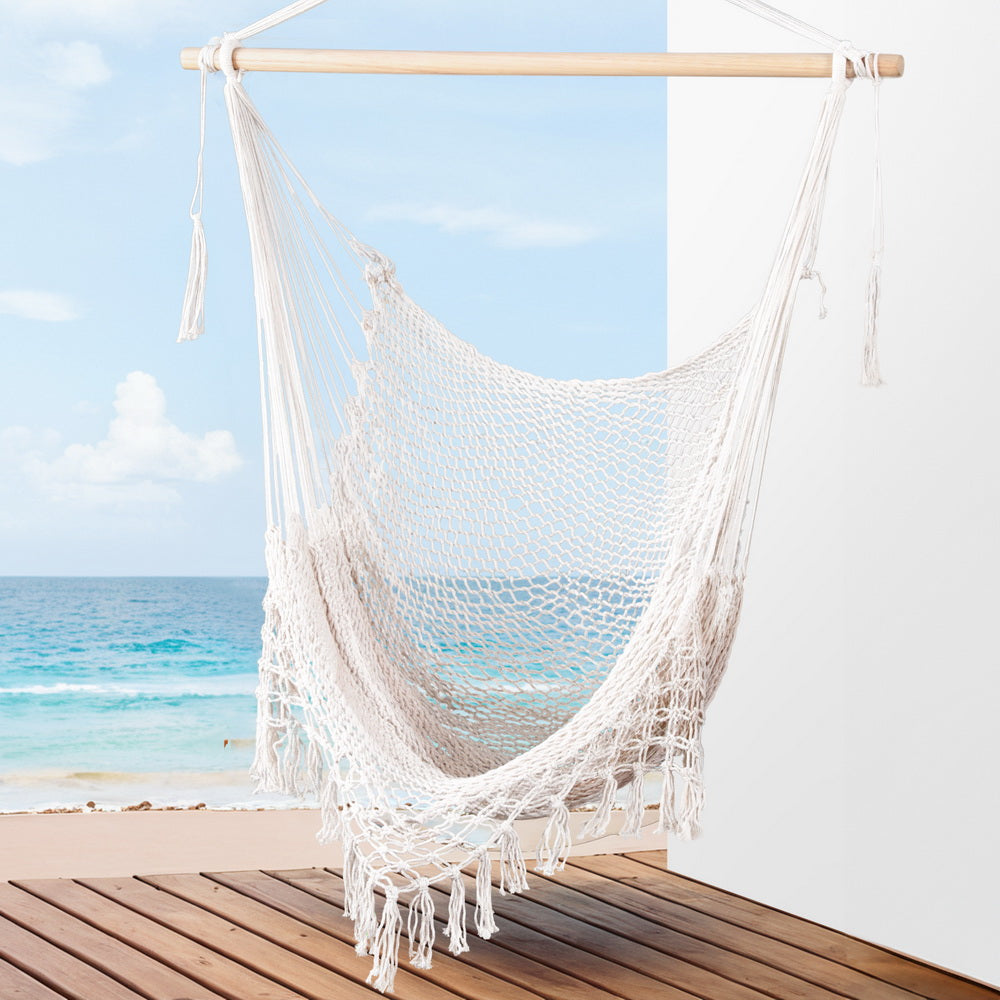 Marlook Hammock Chair Swing Camping Mesh Cream
