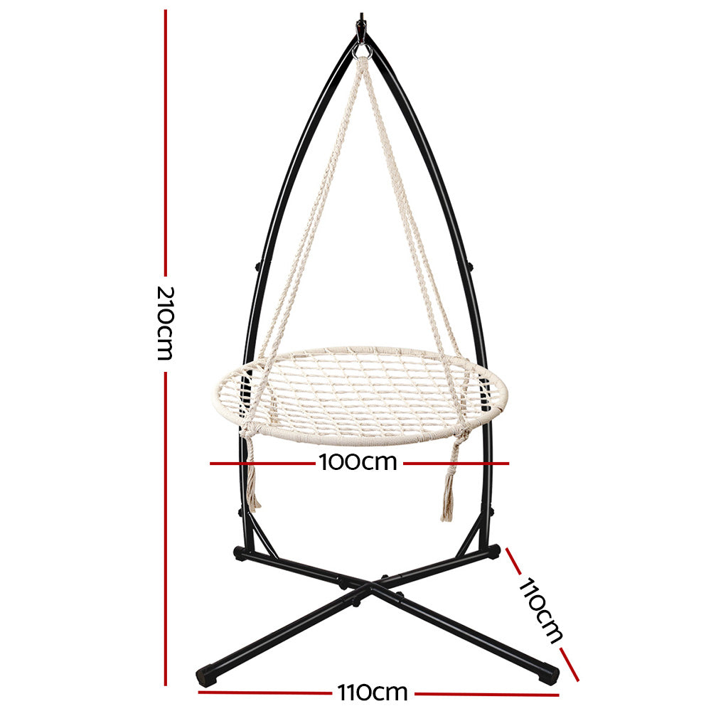 Marlook Hammock Chair Nest Web Outdoor Swing with Steel Stand 100cm