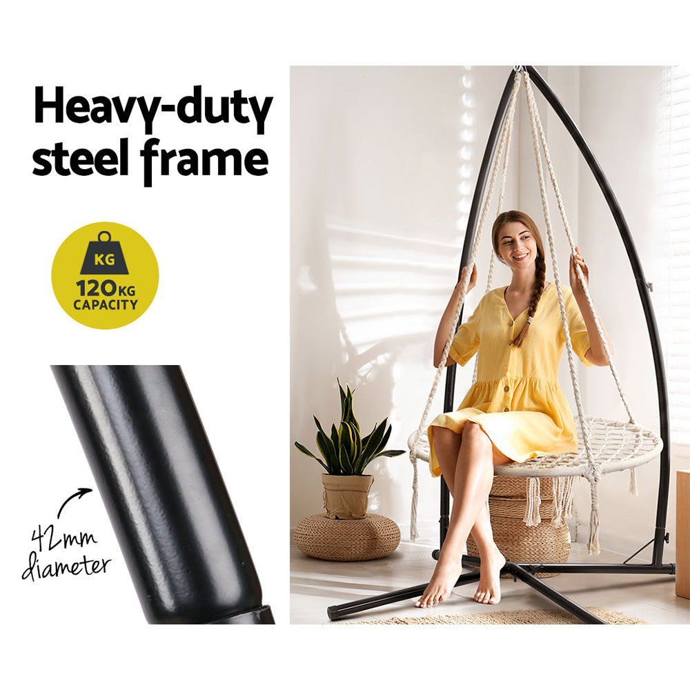 Marlook Hammock Chair Nest Web Outdoor Swing with Steel Stand 100cm