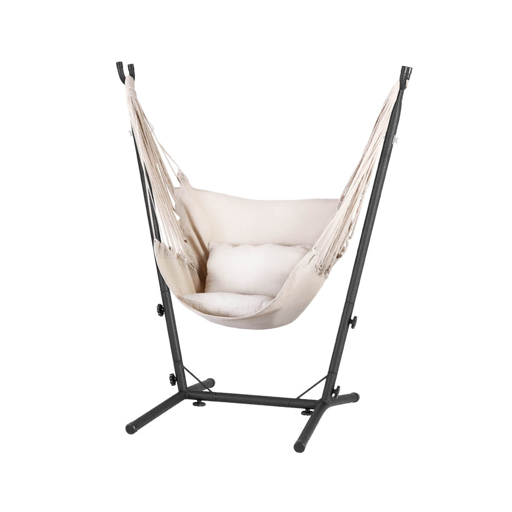 Marlook Hammock Chair Outdoor Camping Hanging with Stand Cream