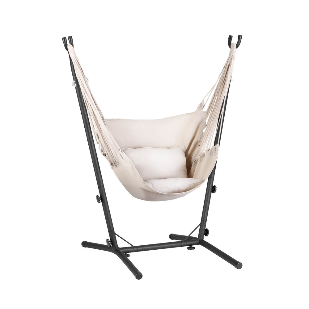 Marlook Hammock Chair Outdoor Camping Hanging with Stand Cream