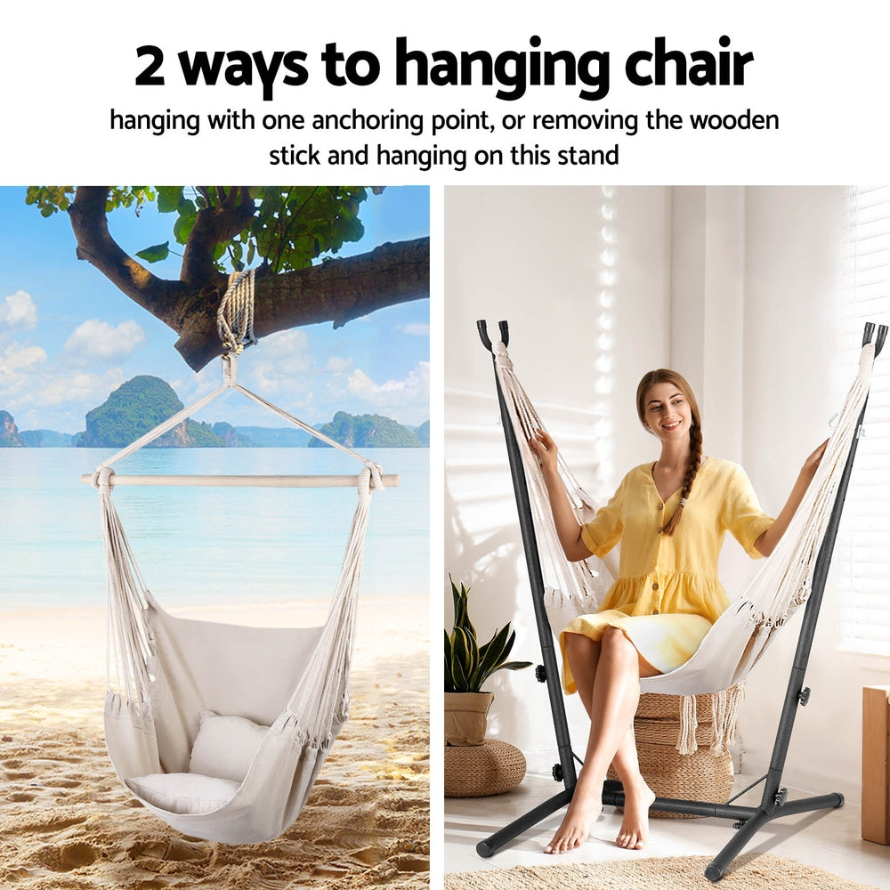 Marlook Hammock Chair Outdoor Camping Hanging with Stand Cream