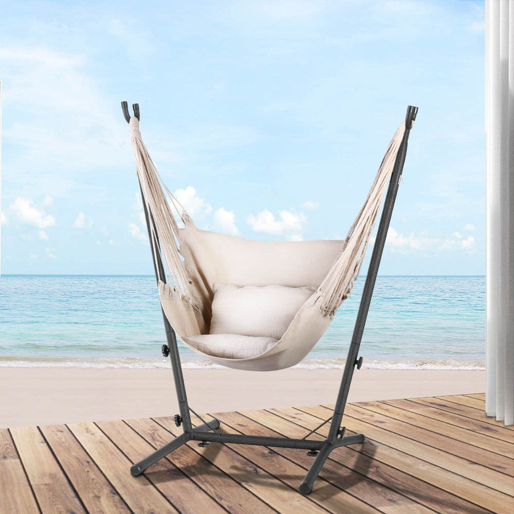 Marlook Hammock Chair Outdoor Camping Hanging with Stand Cream