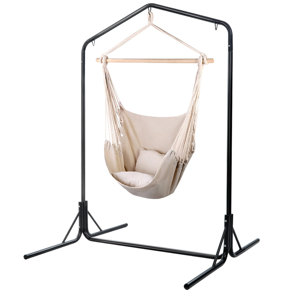 Marlook Outdoor Hammock Chair with Stand Hanging Hammock with Pillow Cream