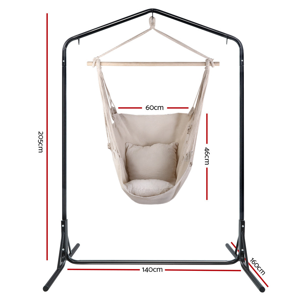 Marlook Outdoor Hammock Chair with Stand Hanging Hammock with Pillow Cream
