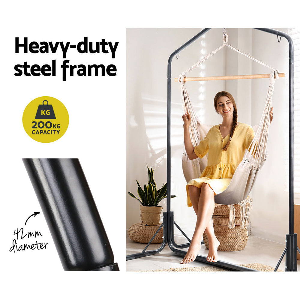 Marlook Outdoor Hammock Chair with Stand Hanging Hammock with Pillow Cream